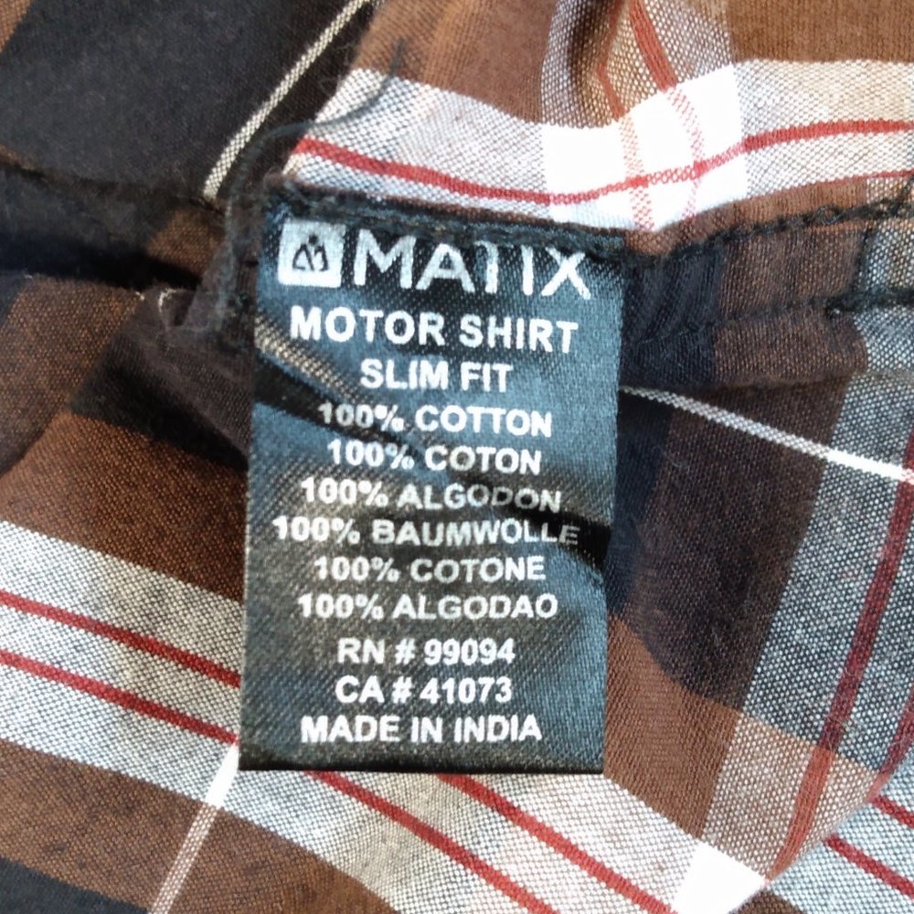 Matix men's large brown plaid long sleeve  button slim fit shirt L - Picture 7 of 7